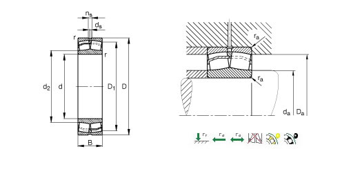 锡滚22232CAK调心滚子轴承平面图